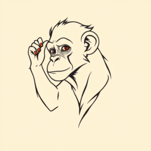 Minimal Color Monkey Tattoo