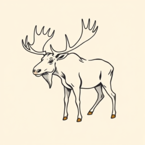 Minimal Color Moose Tattoo