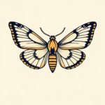 Minimal Color Moth Tattoo