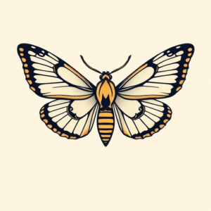 Minimal Color Moth Tattoo