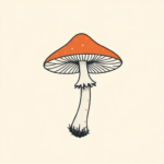 Minimal Color Mushroom Tattoo