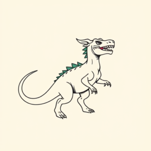 Minimal Color Mythosaur Tattoo