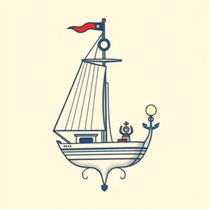 Minimal Color Nautical Tattoo