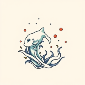 Minimal Color Ocean Tattoo