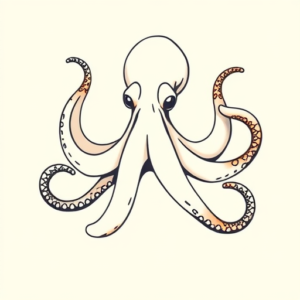 Minimal Color Octopus Tattoo