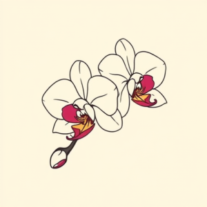 Minimal Color Orchid Tattoo