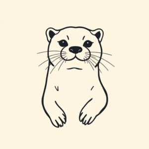 Minimal Color Otter Tattoo