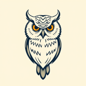 Minimal Color Owl Tattoo