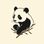 Minimal Color Panda Tattoo