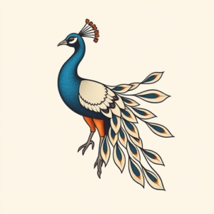 Minimal Color Peacock Tattoo