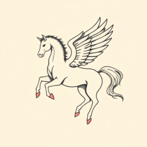 Minimal Color Pegasus Tattoo
