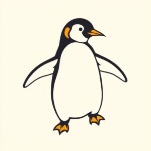 Minimal Color Penguin Tattoo