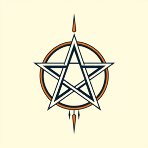 Minimal Color Pentagram Tattoo