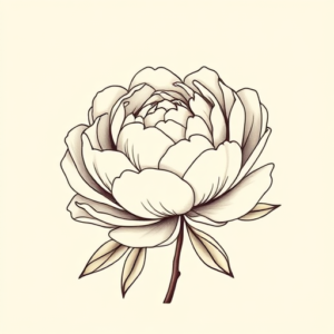 Minimal Color Peony Tattoo