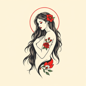 Minimal Color Persephone Tattoo