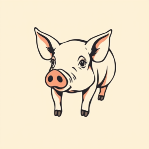 Minimal Color Pig Tattoo