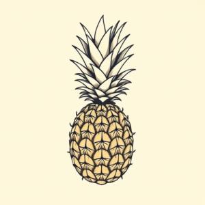 Minimal Color Pineapple Tattoo