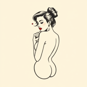Minimal Color Pinup Tattoo