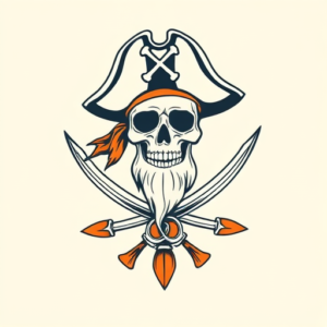 Minimal Color Pirate Tattoo