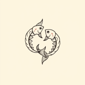 Minimal Color Pisces Tattoo