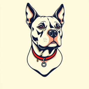 Minimal Color Pitbull Tattoo
