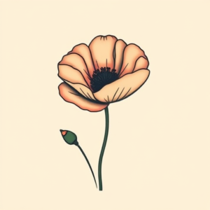 Minimal Color Poppy Tattoo