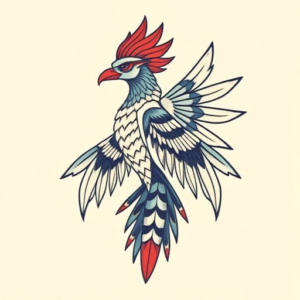 Minimal Color Quetzalcoatl Tattoo