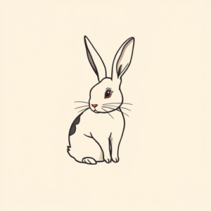 Minimal Color Rabbit Tattoo