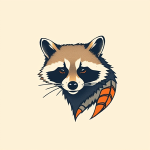 Minimal Color Raccoon Tattoo