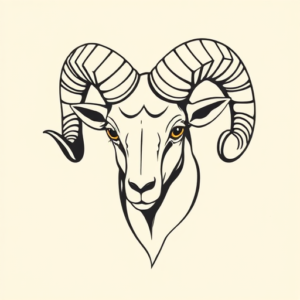 Minimal Color Ram Tattoo