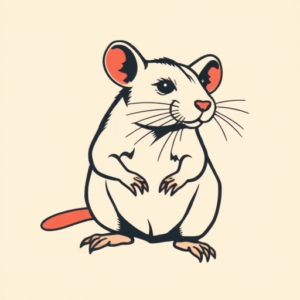 Minimal Color Rat Tattoo