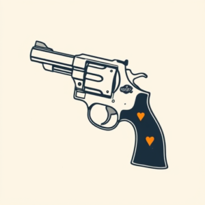 Minimal Color Revolver Tattoo