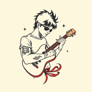 Minimal Color Rockstar Tattoo