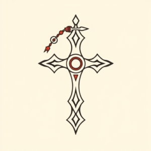 Minimal Color Rosary Tattoo