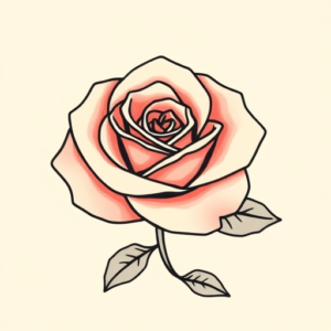 Minimal Color Rose Tattoo