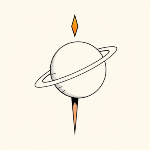 Minimal Color Saturn Tattoo