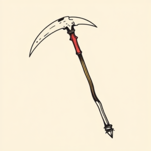 Minimal Color Scythe Tattoo