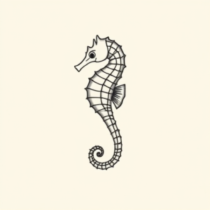 Minimal Color Seahorse Tattoo