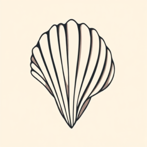 Minimal Color Seashell Tattoo