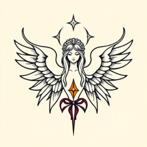 Minimal Color Seraphim Tattoo