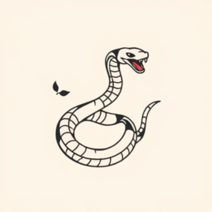 Minimal Color Serpent Tattoo