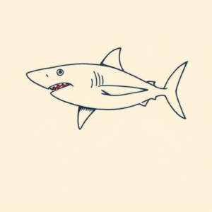 Minimal Color Shark Tattoo