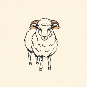Minimal Color Sheep Tattoo