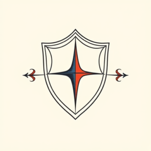 Minimal Color Shield Tattoo