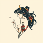 Minimal Color Siren Tattoo