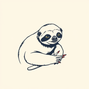 Minimal Color Sloth Tattoo
