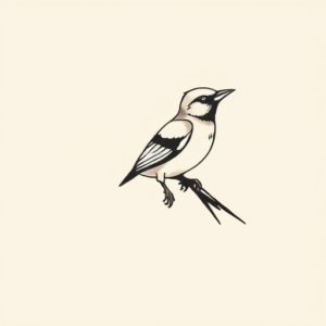 Minimal Color Sparrow Tattoo