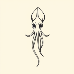 Minimal Color Squid Tattoo