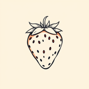 Minimal Color Strawberry Tattoo
