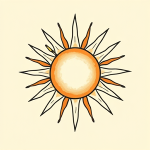 Minimal Color Sun Tattoo